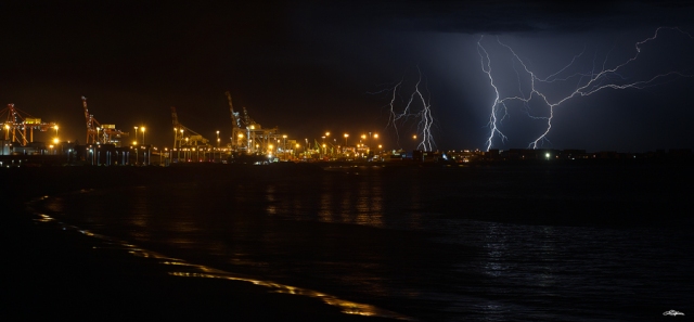 Lightning over the Port Of Fremantle